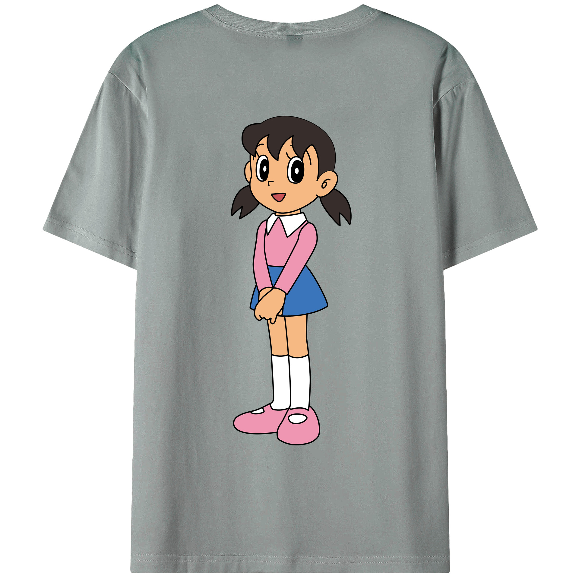 （画像用） ドラえもん みなもと しずか Doraemon Shizuka Minamoto 綿100％ メンズ半袖Tシャツ（バックプリント） 通気性